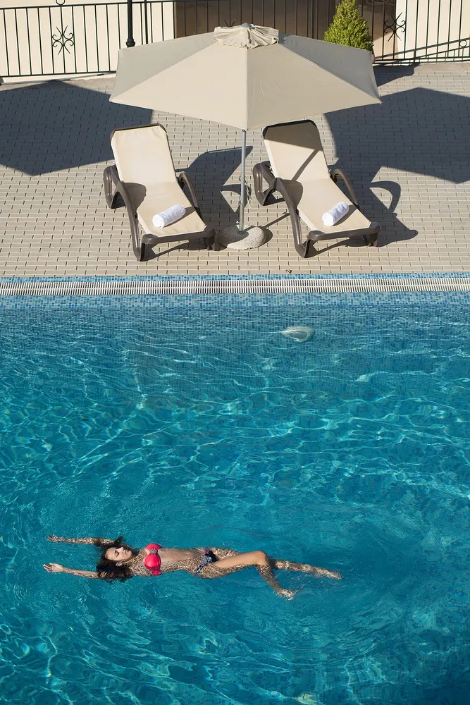 Swimming in the pool above the bay
